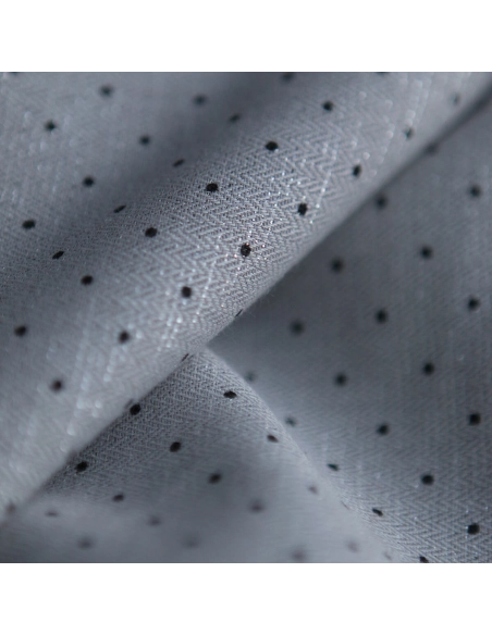 Tissu sergé / twill de coton imprimé pois noir gris et argenté