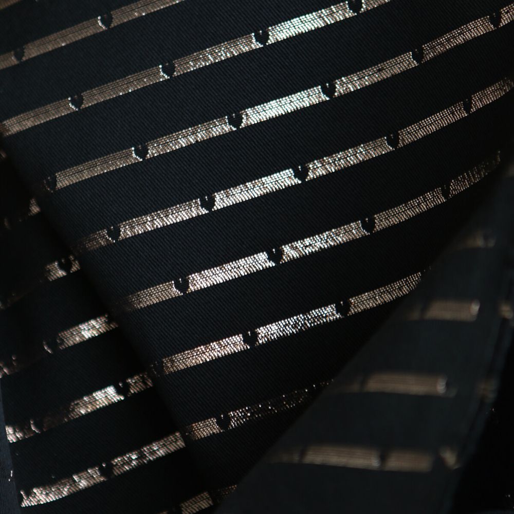 Reddia - Tissu Brocart jacquard bleu marine / doré made in France