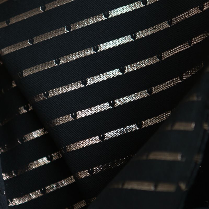 Reddia - Tissu Brocart jacquard bleu marine / doré made in France