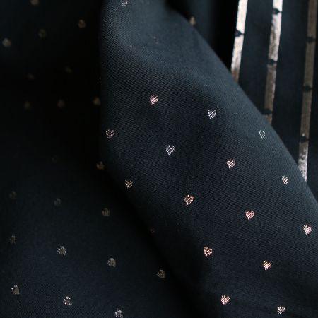 Reddia - Tissu Brocart jacquard bleu marine / doré made in France