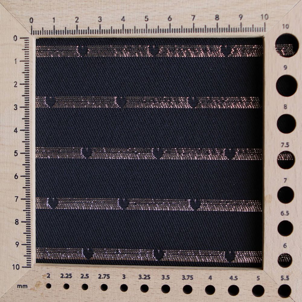 Reddia - Tissu Brocart jacquard bleu marine / doré made in France