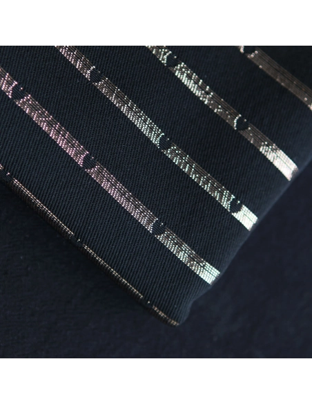 Reddia - Tissu Brocart jacquard bleu marine / doré made in France