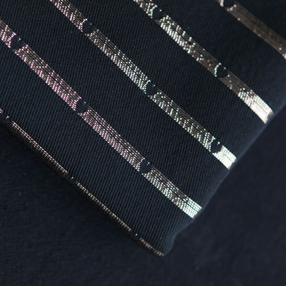 Reddia - Tissu Brocart jacquard bleu marine / doré made in France