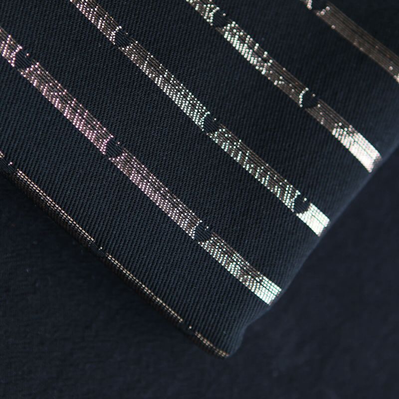 Reddia - Tissu Brocart jacquard bleu marine / doré made in France