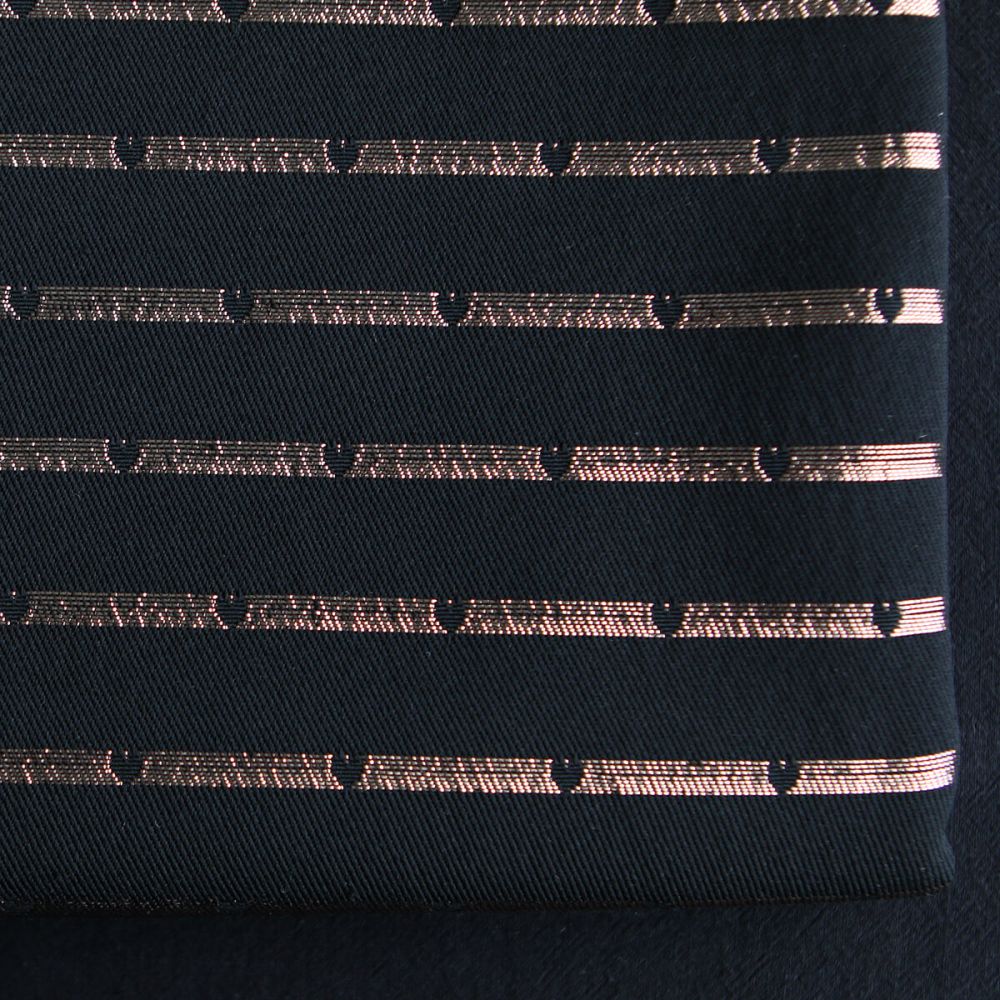 Reddia - Tissu Brocart jacquard bleu marine / doré made in France