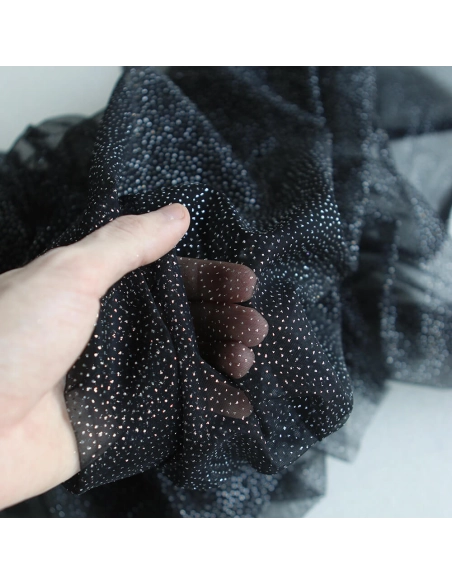 Tulle souple noir / argenté
