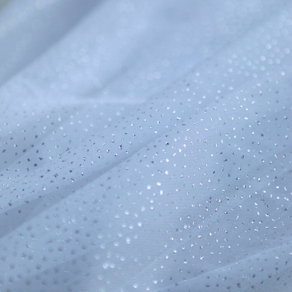 Tulle souple blanc / argenté