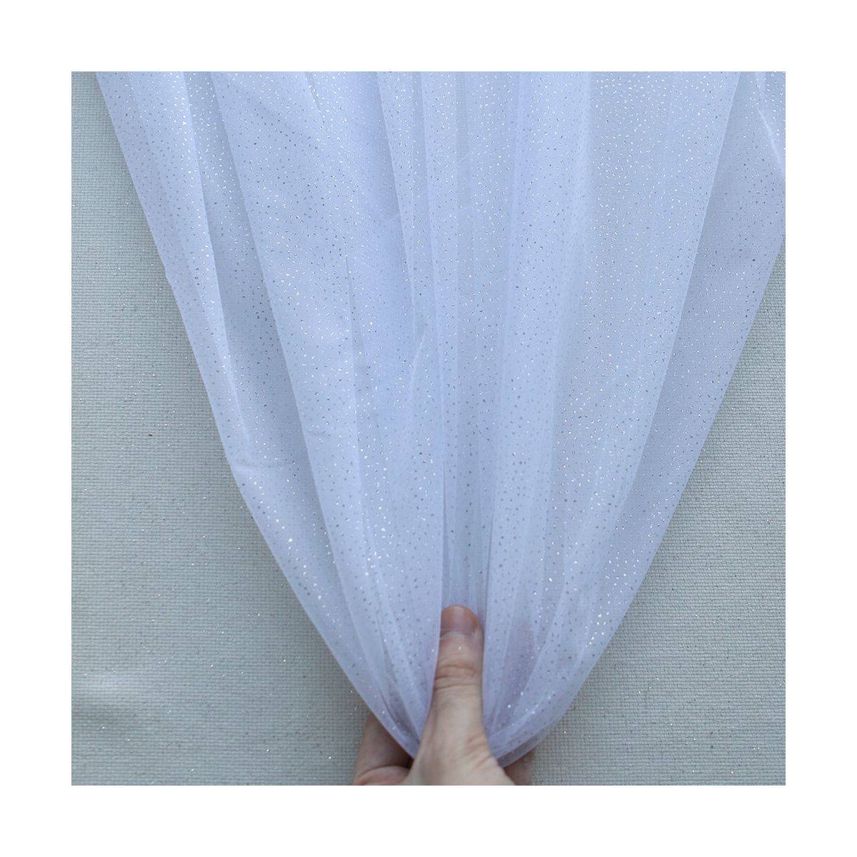 Tulle souple blanc / argenté