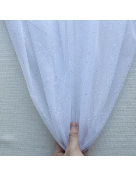 Tulle souple blanc / argenté