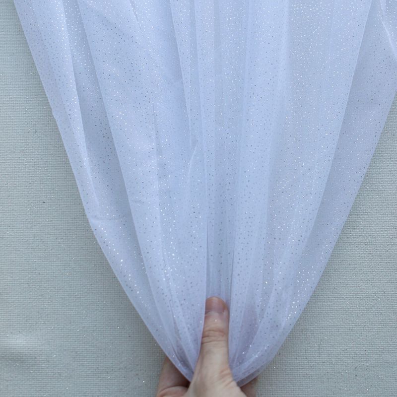 Tulle souple blanc / argenté