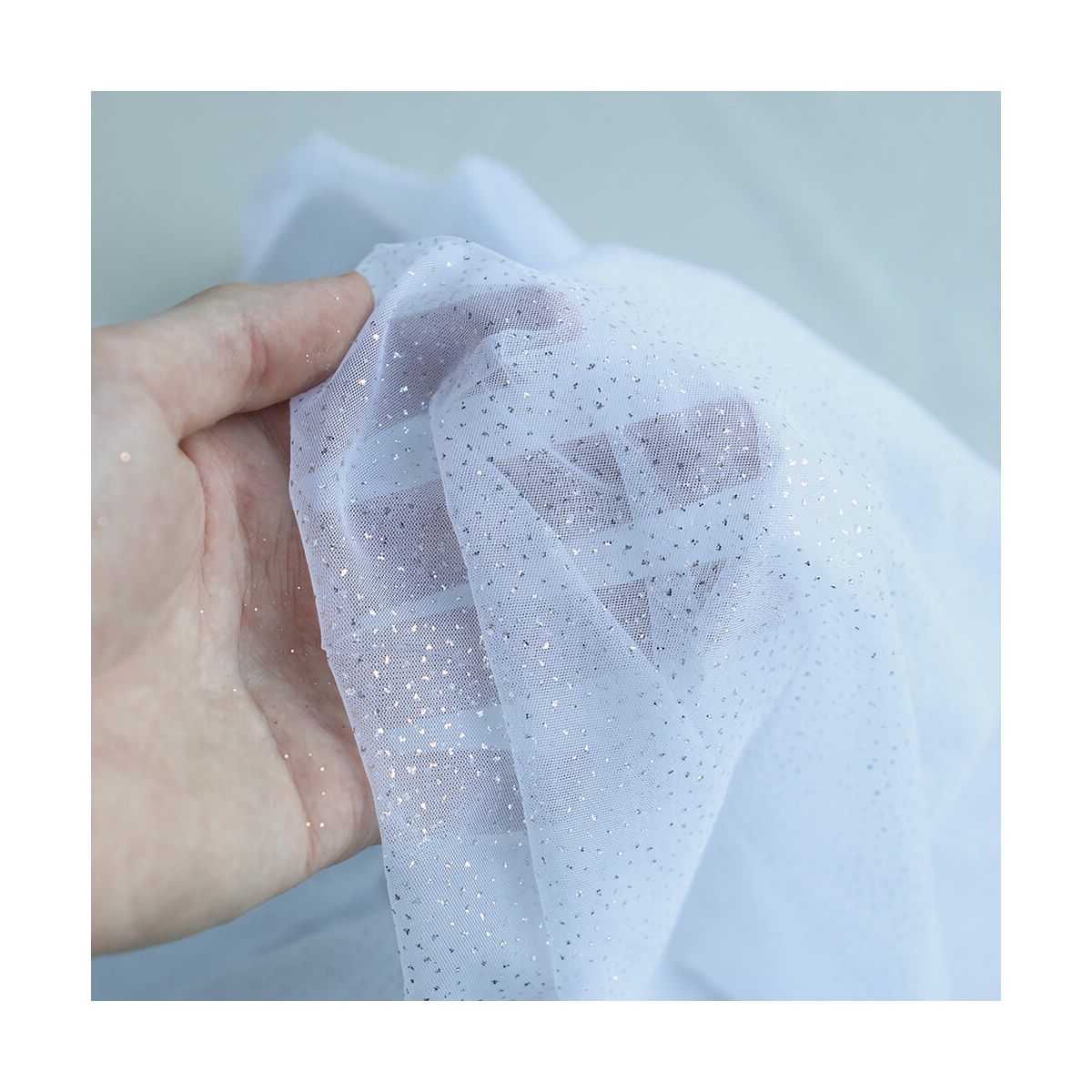 Tulle souple blanc / argenté