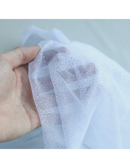 Tulle souple blanc / argenté