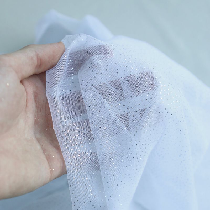 Tulle souple blanc / argenté