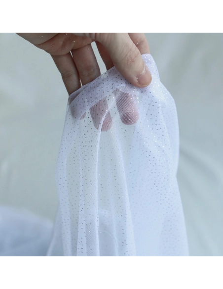 Tulle souple blanc / argenté