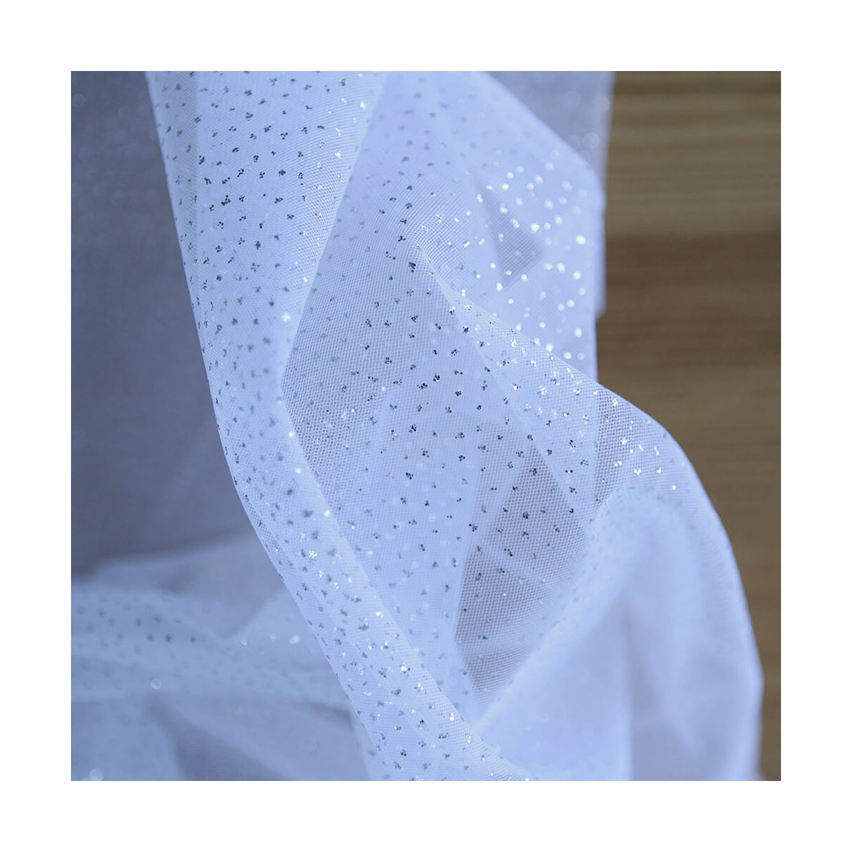 Tulle souple blanc / argenté