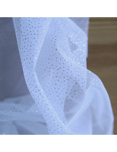 Tulle souple blanc / argenté