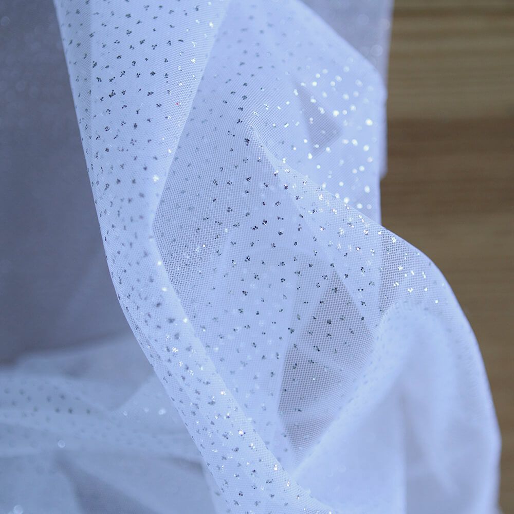 Tulle souple blanc / argenté