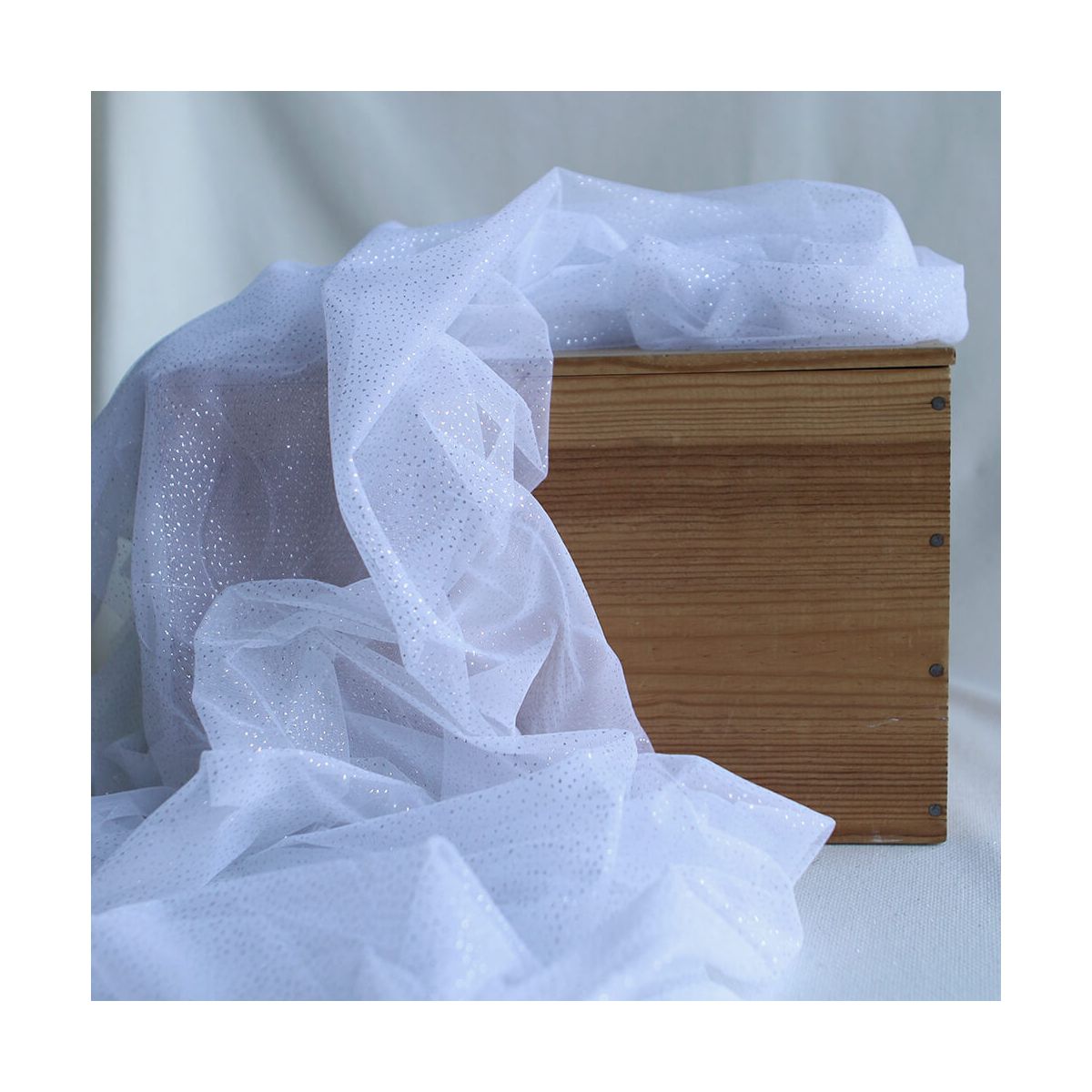 Tulle souple blanc / argenté