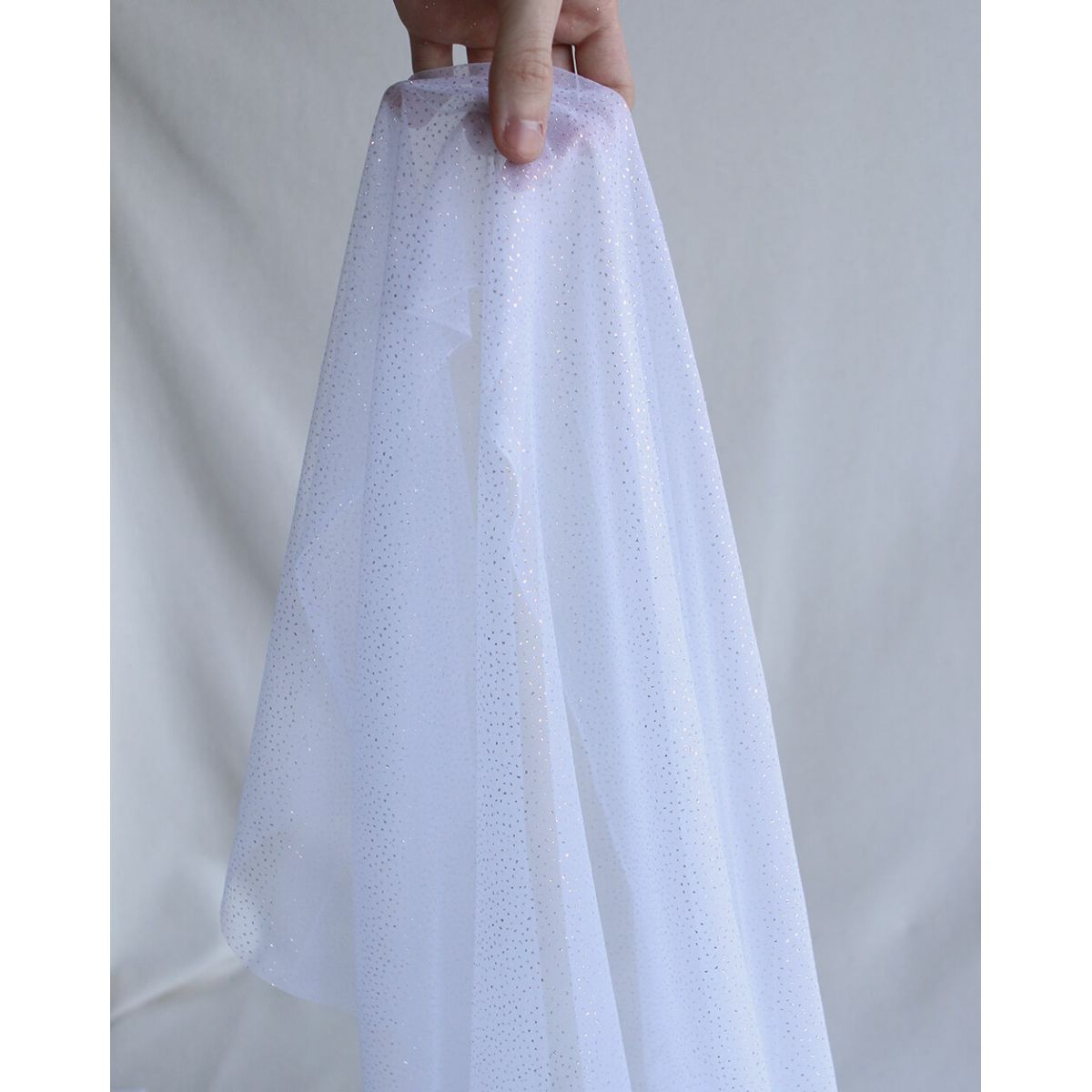 Tulle souple blanc / argenté