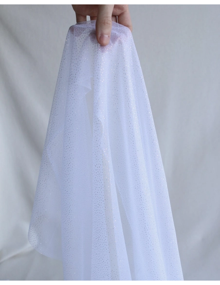 Tulle souple blanc / argenté