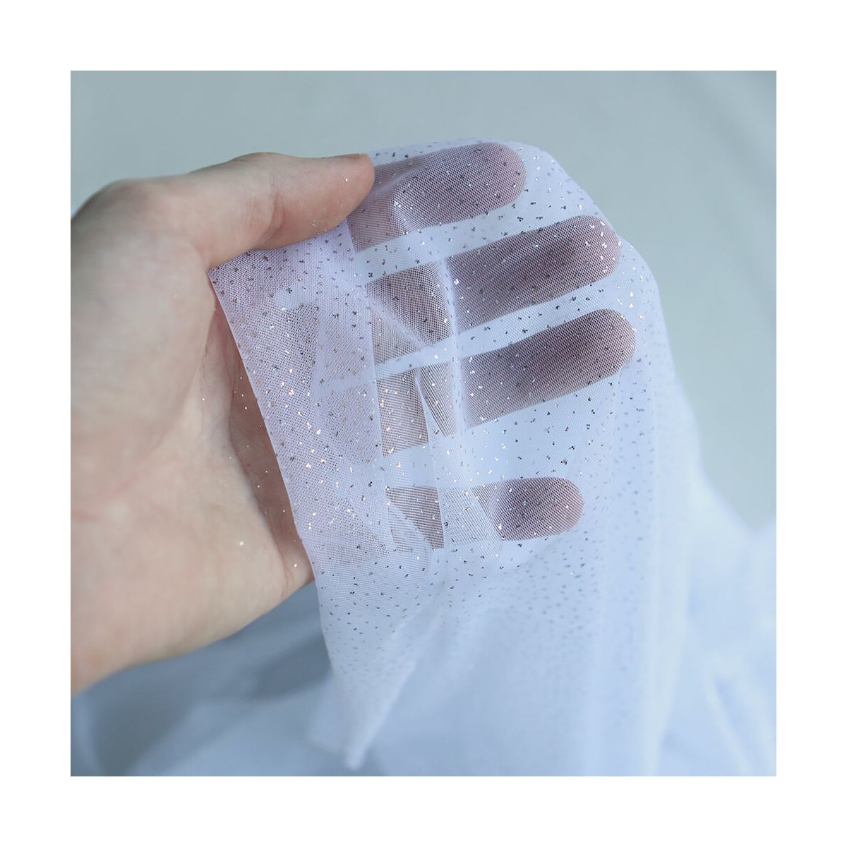 Tulle souple blanc / argenté