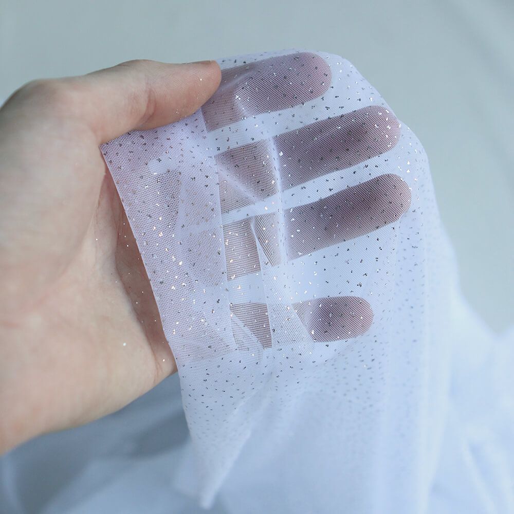Tulle souple blanc / argenté