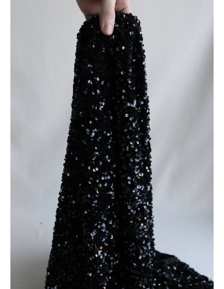 Sequins noirs sur velours noir