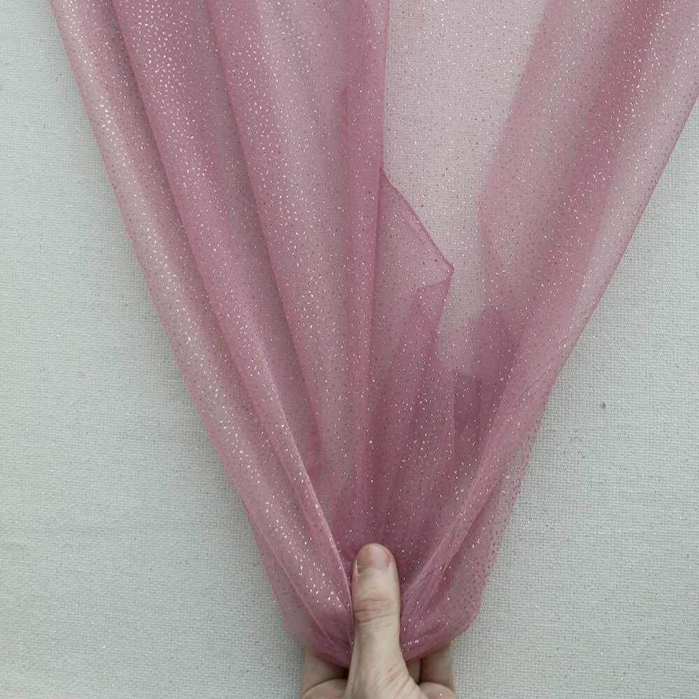 Tulle souple vieux rose / doré
