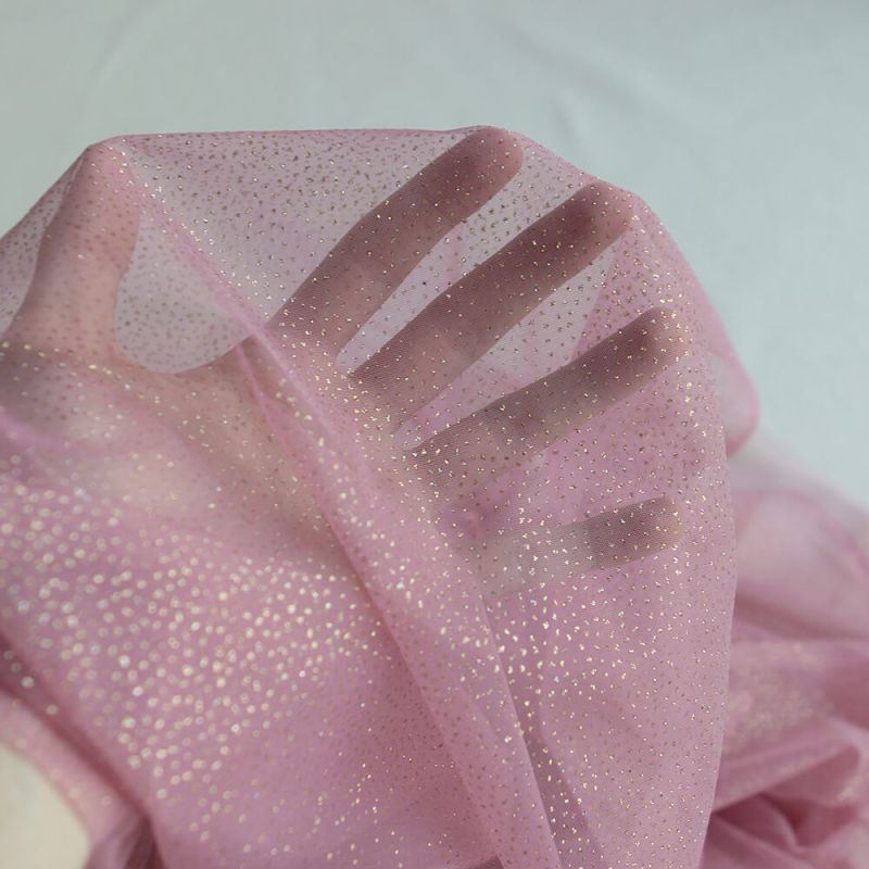Tulle souple vieux rose / doré