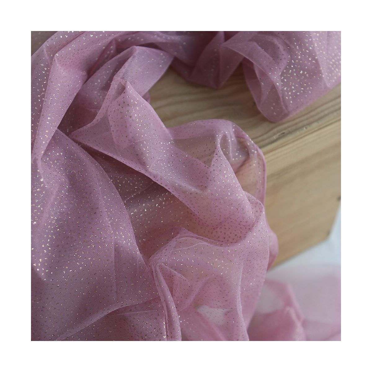 Tulle souple vieux rose / doré