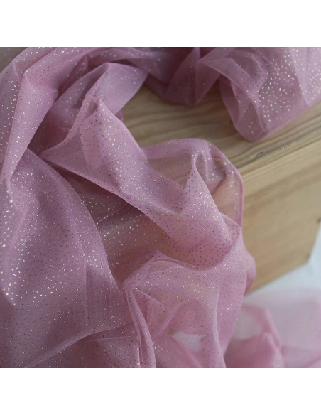 Tulle souple vieux rose / doré