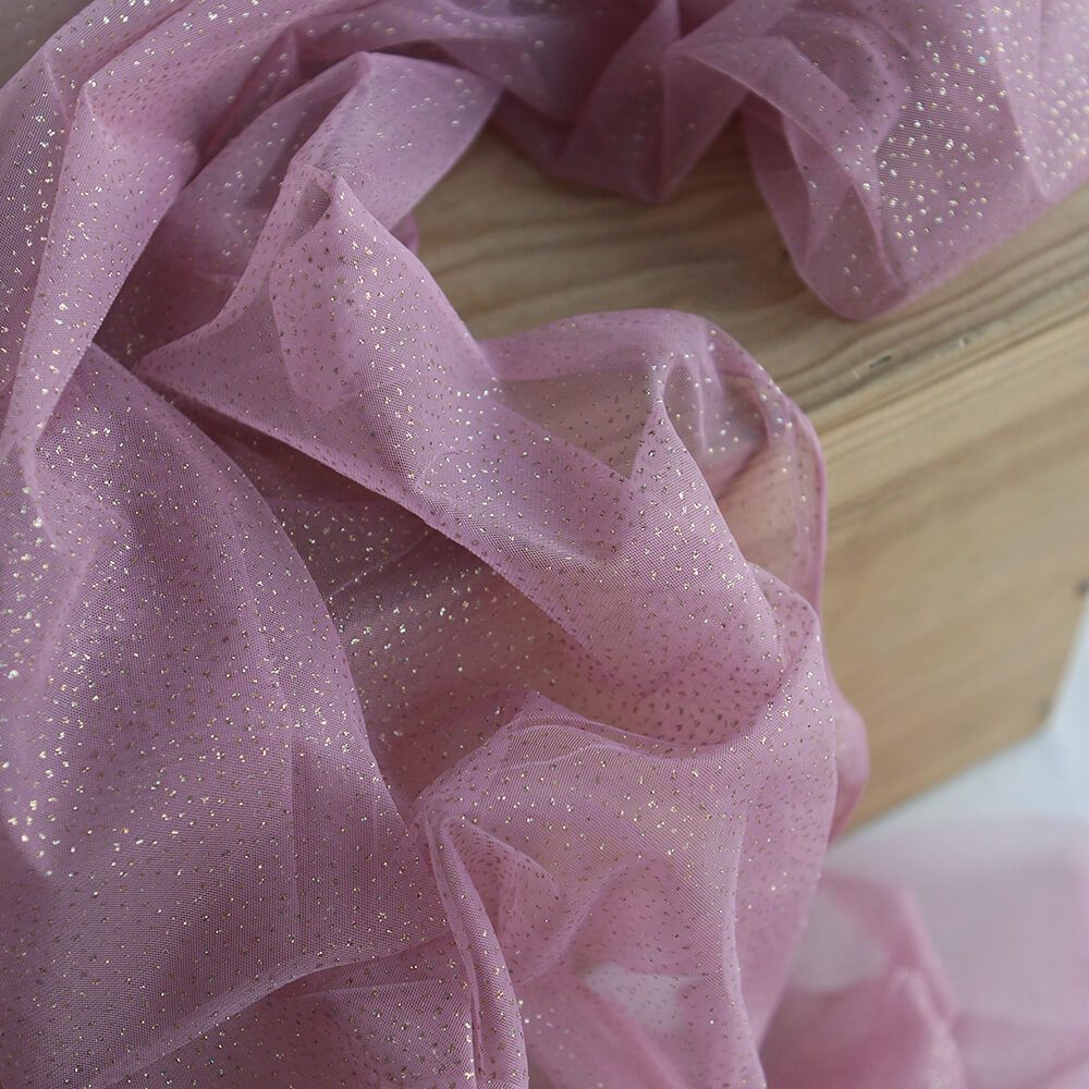 Tulle souple vieux rose / doré