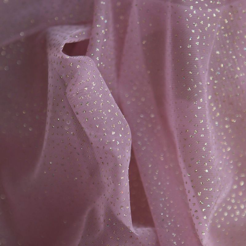 Tulle souple vieux rose / doré