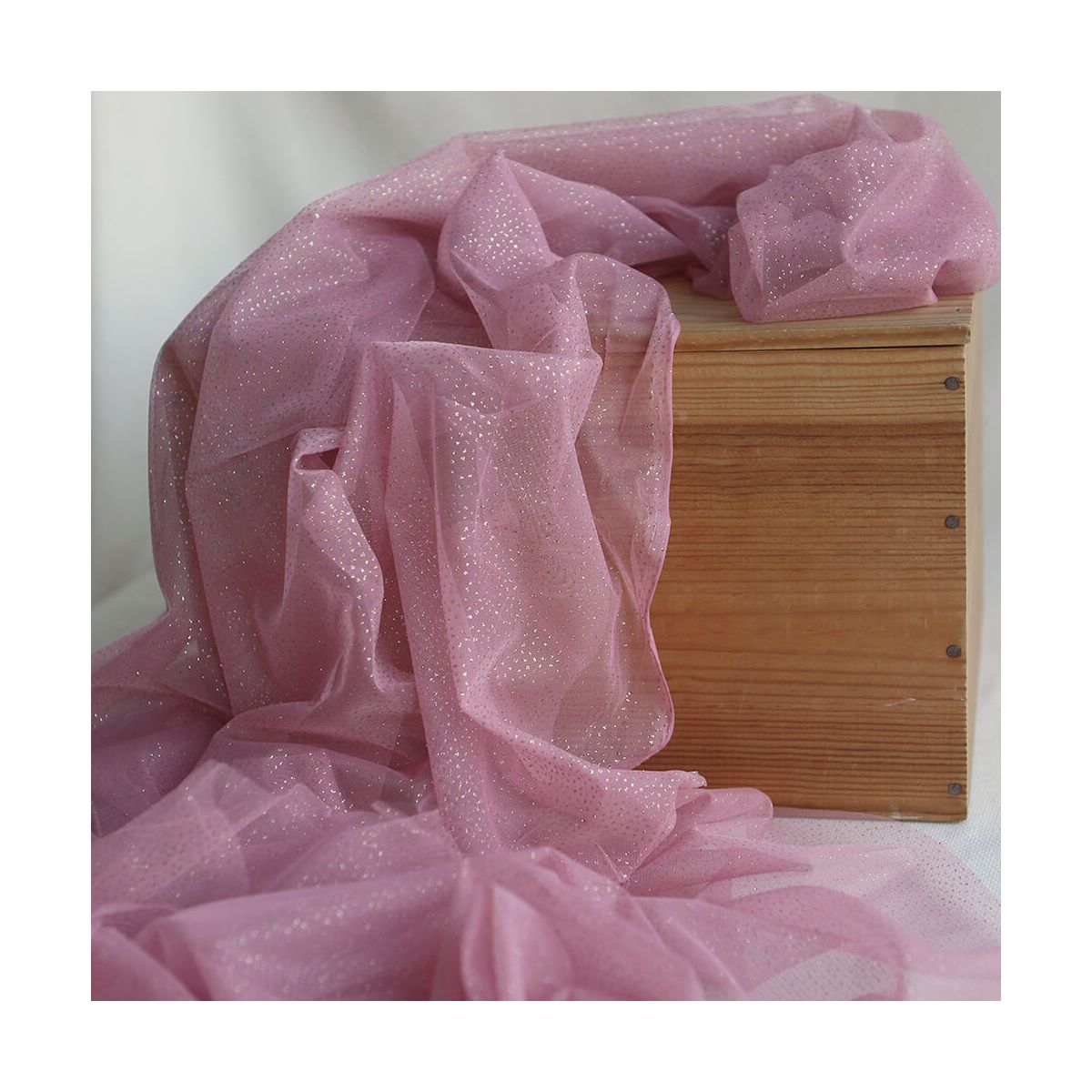 Tulle souple vieux rose / doré