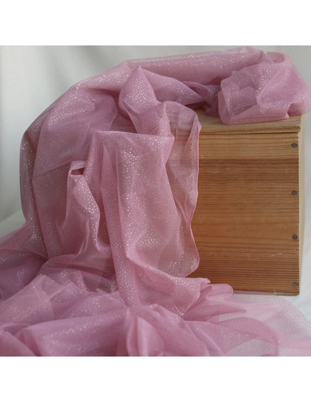 Tulle souple vieux rose / doré