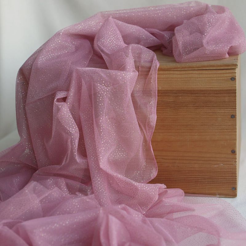 Tulle souple vieux rose / doré