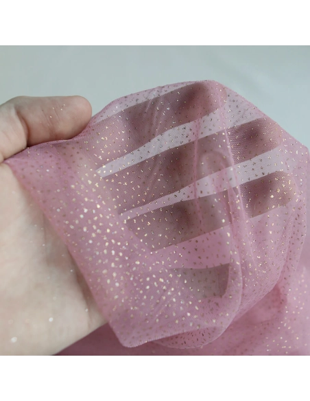 Tulle souple vieux rose / doré