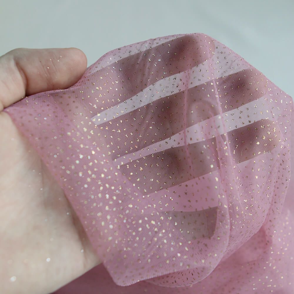 Tulle souple vieux rose / doré