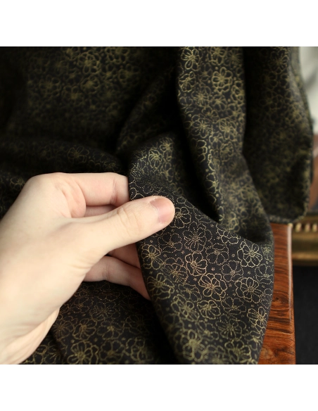 Tissu viscose coton doré lurex automne hiver couture fêtes noel doré