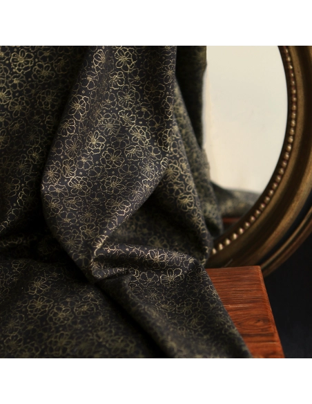 Tissu viscose coton doré lurex automne hiver couture fêtes noel doré