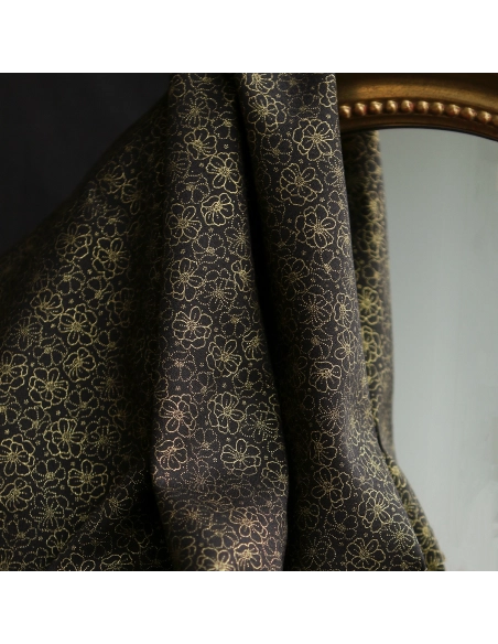 Tissu viscose coton doré lurex automne hiver couture fêtes noel doré