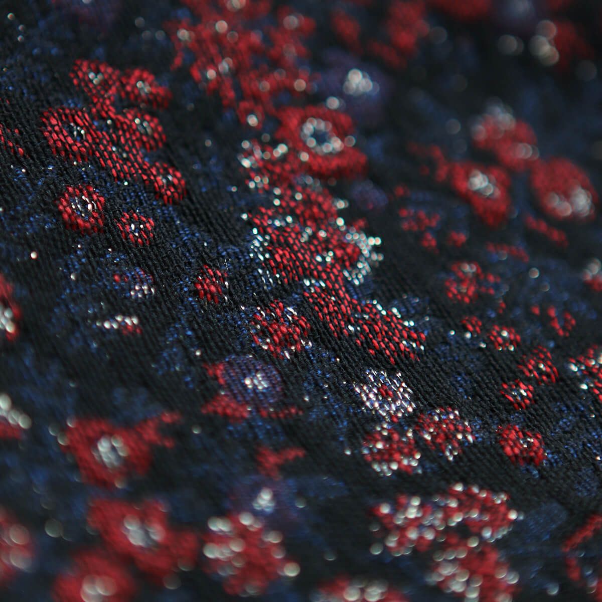 Azalée - Tissu jacquard coeurs rouge et blanc / doré made in France