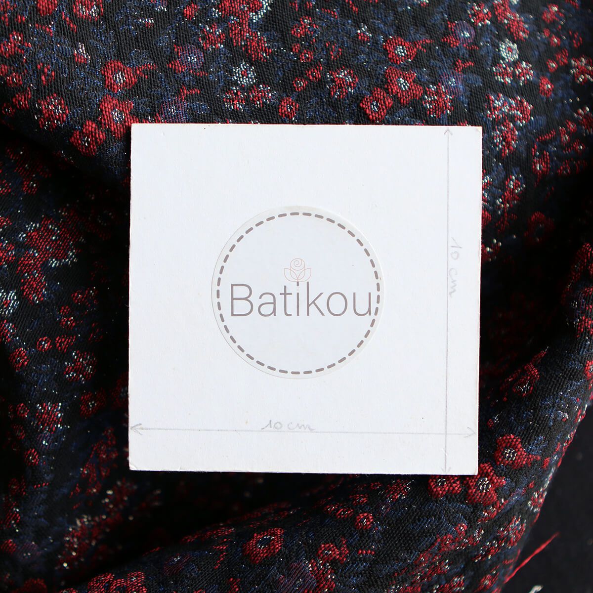 Azalée - Tissu jacquard coeurs rouge et blanc / doré made in France