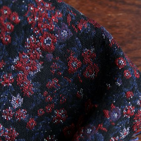 Azalée - Tissu jacquard coeurs rouge et blanc / doré made in France