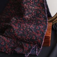 Azalée - Tissu jacquard coeurs rouge et blanc / doré made in France