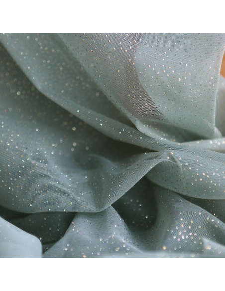 Tulle souple vert sauge / doré