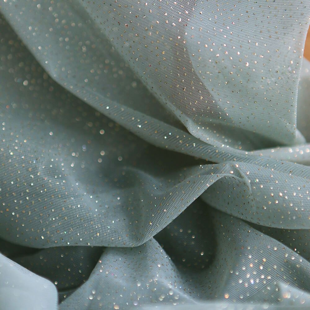 Tulle souple vert sauge / doré