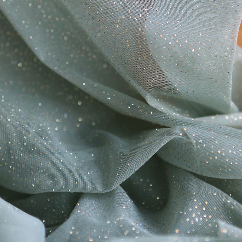 Tulle souple vert sauge / doré