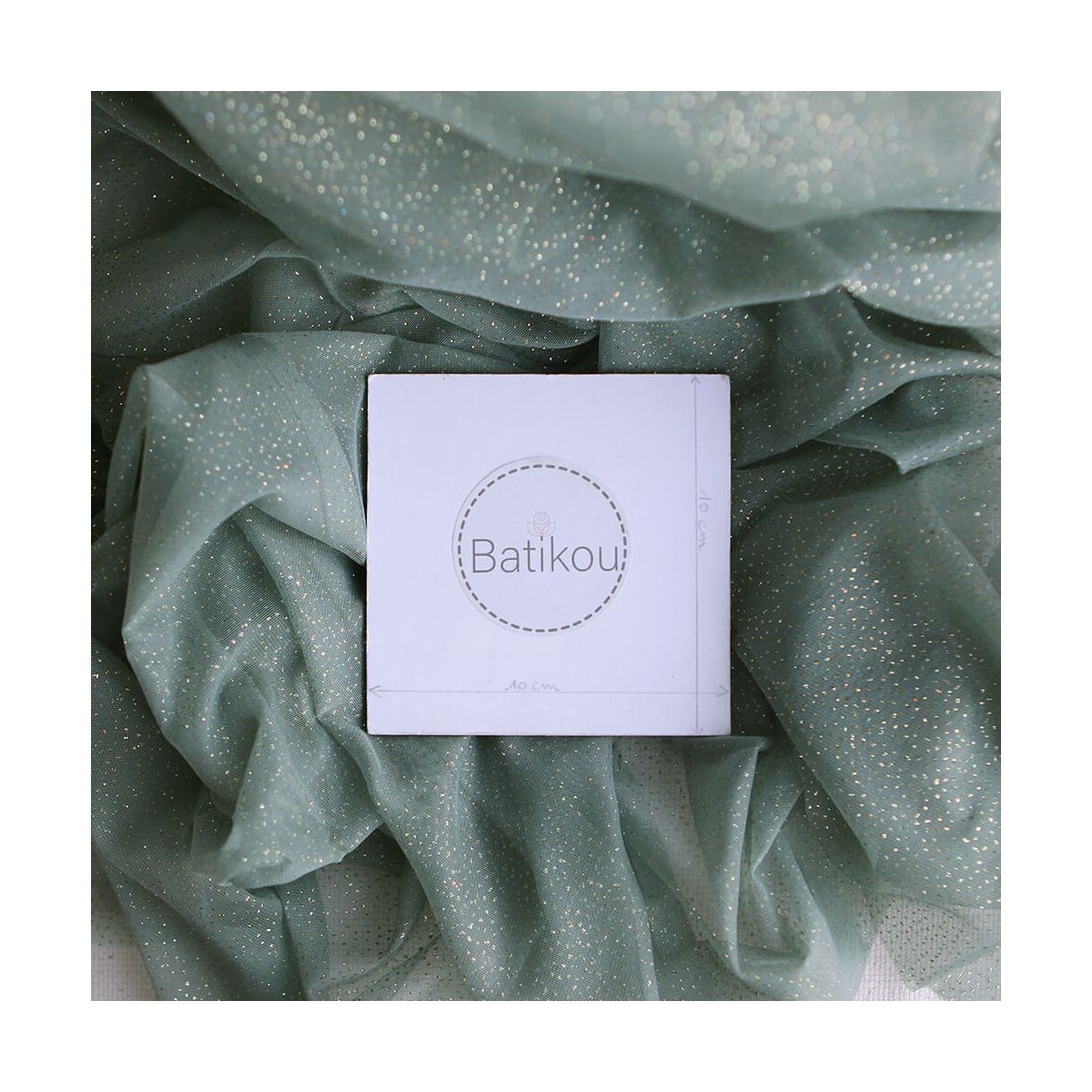 Tulle souple vert sauge / doré