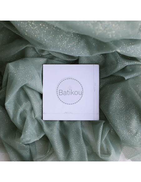 Tulle souple vert sauge / doré